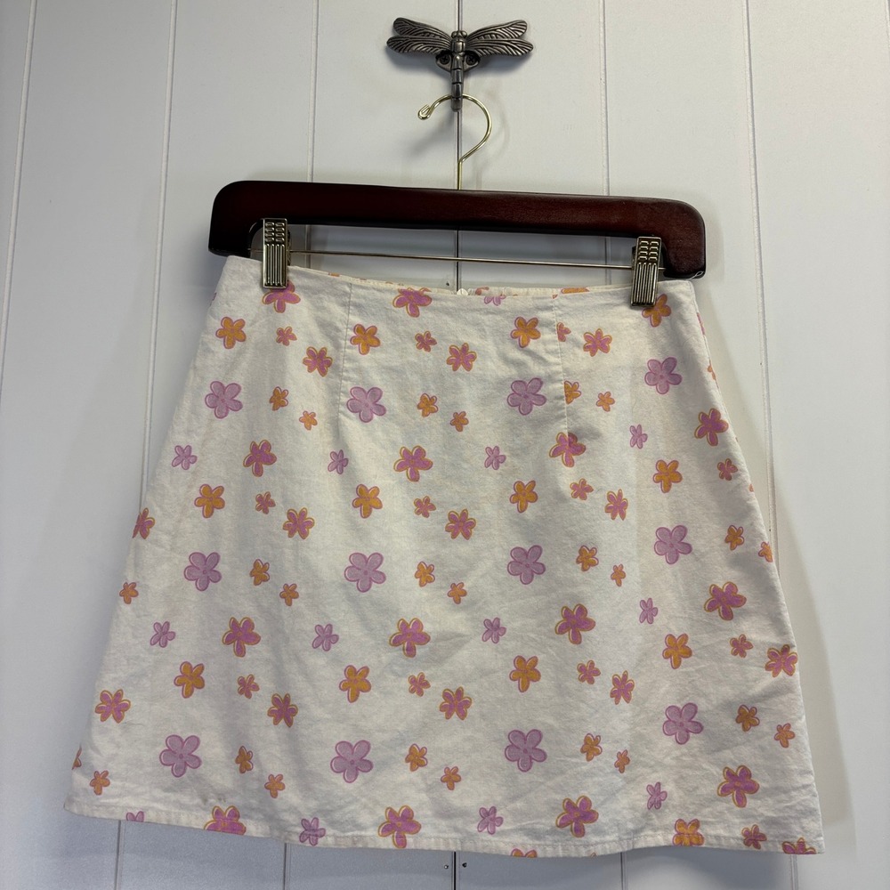Peppermayo Women Y2K Kawaii Floral Linen Blend Mini Skirt 4 Beachy Boho Coquette